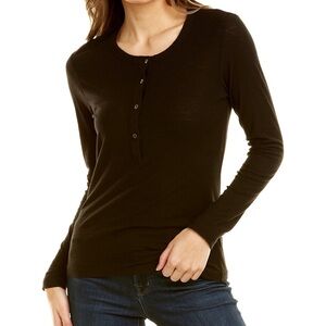 Standard James Perse Black Henley 4 Button Long Size Top Size 1 Small